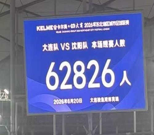 62826人，东北超大连主场战沈阳观众人数创中国业余赛事新高